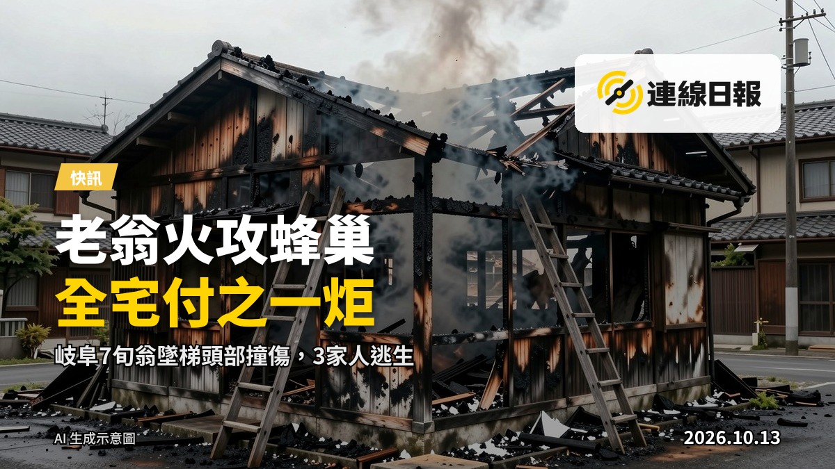 日本岐阜縣木造住宅遭火燒毀後的殘骸