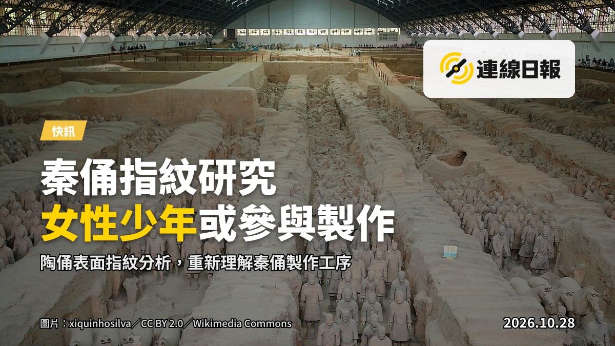秦兵馬俑坑中一排站立嘅陶俑士兵，遠景，無人像近照