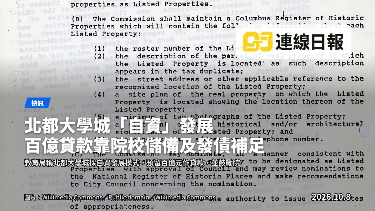 北都大學城在建的現代化校園建築物群，遠景無可辨識面部的行人