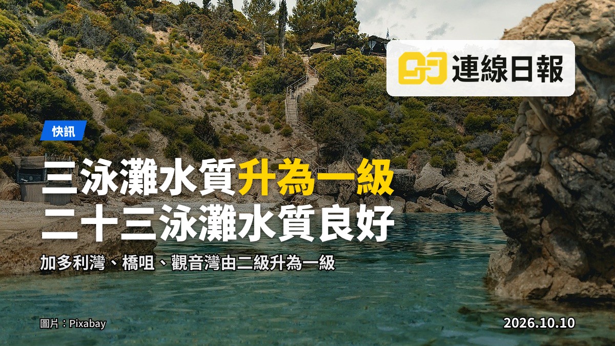 香港海邊泳灘，水清沙白，遠景海岸線