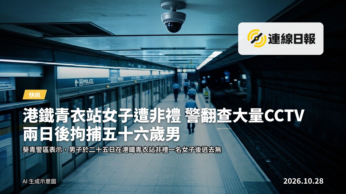 港鐵青衣站站內月台及閉路電視鏡頭，無人出現