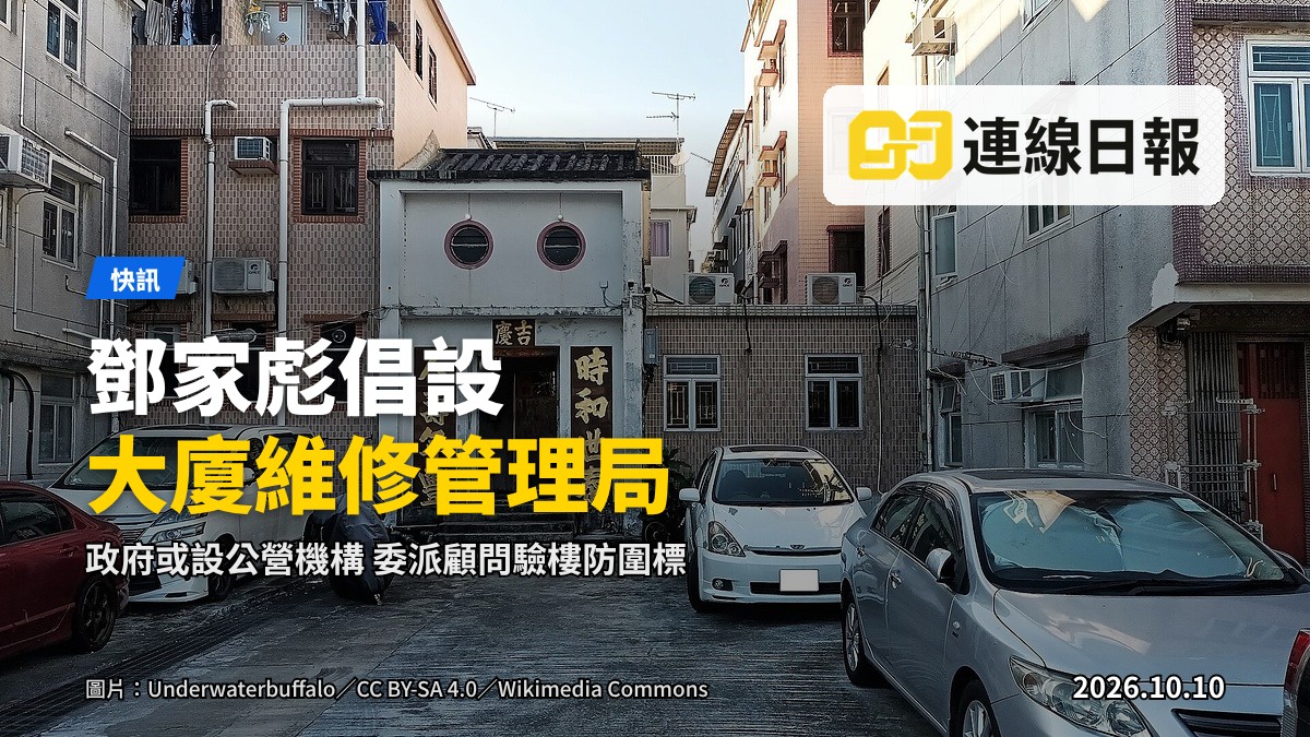 大埔公屋大廈外牆維修，外牆架設腳手架