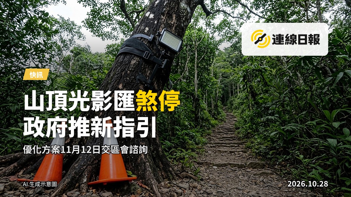山頂盧吉道山徑，兩旁樹木掛有小型燈光裝置