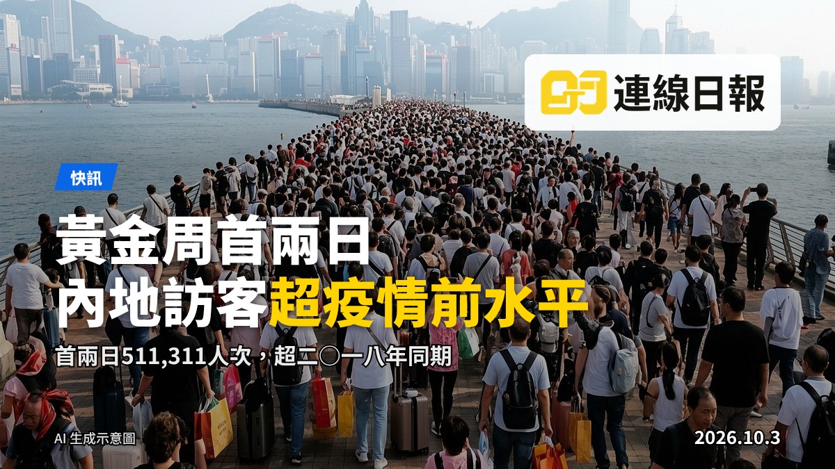 國慶黃金周期間，訪客於香港邊境口岸排隊等候入境。