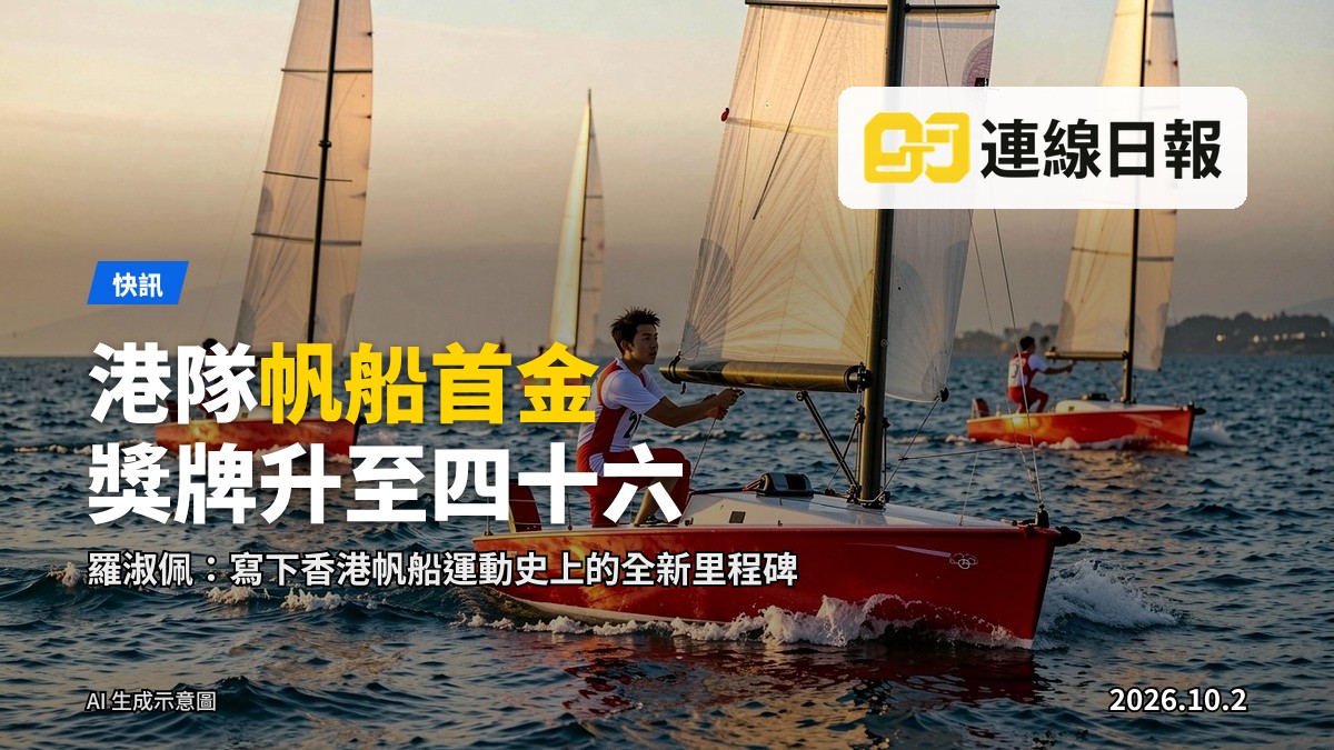夕照下嘅帆船賽場，多艘賽艇在海上競航