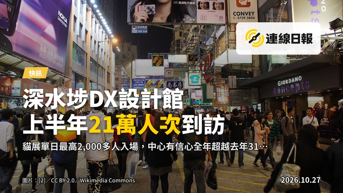深水埗DX設計館外牆的展覽海報及入口通道（示意畫面）