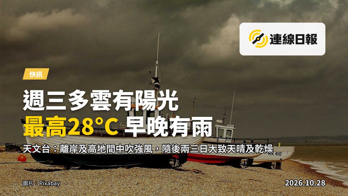 多雲天氣下，陽光穿過雲層灑在海面上
