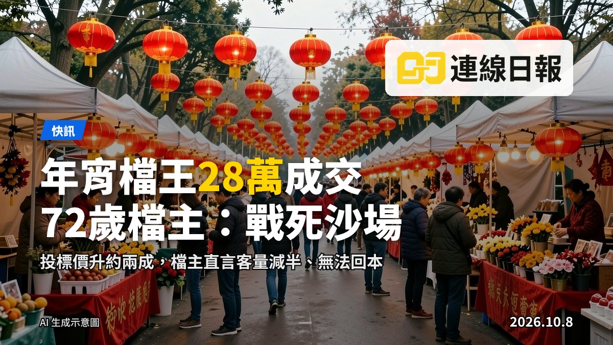 維多利亞公園年宵市場：攤檔林立，人流稀疏，紅色大燈籠懸掛於天棚下。