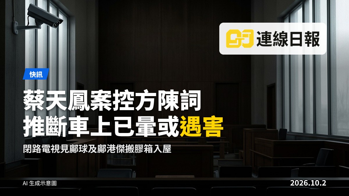 法庭內閉路電視鏡頭示意圖（AI生成）
