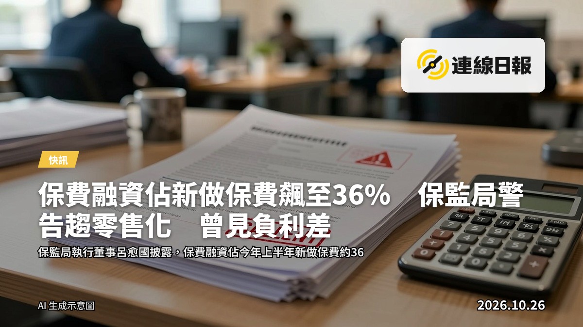 保險保單文件與紅字風險警示，象徵高槓桿保費融資產品的風險