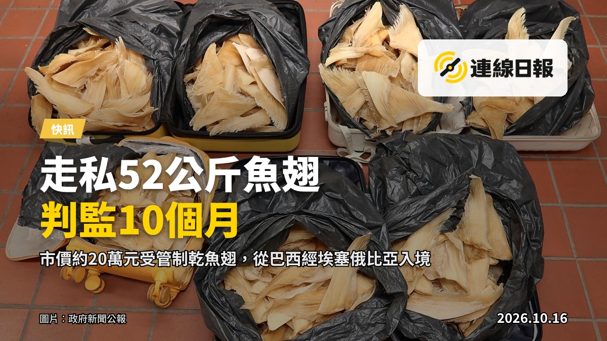 一名29歲中國籍女子走私乾魚翅入境，於區域法院被判監10個月，圖示該名女子行李中檢獲的乾魚翅