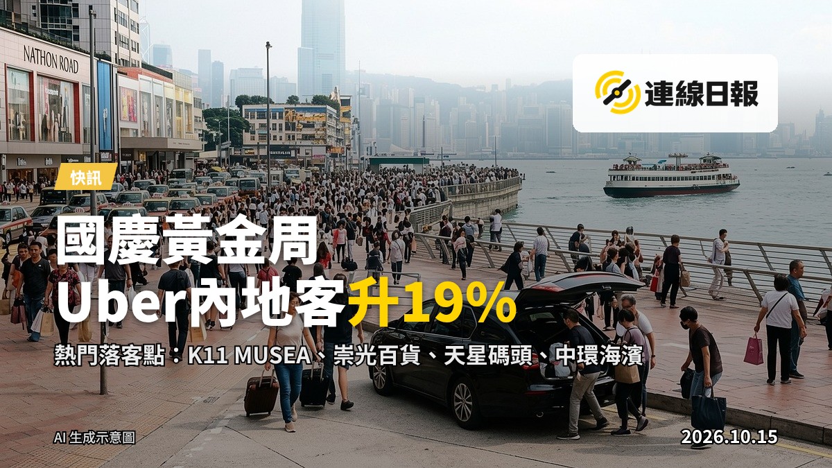 尖沙咀晚上繁忙街景，車隊排長龍，行人穿過廣場