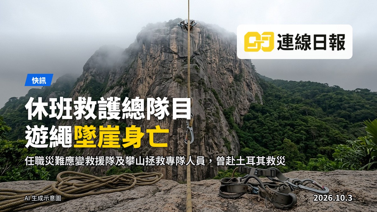 飛鵝山懸崖及遊繩裝備示意，畫面不含人物