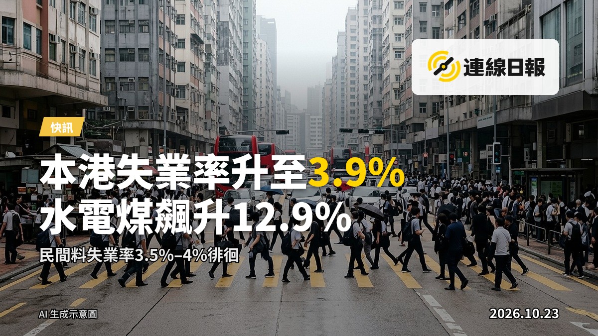 寫實新聞攝影風格示意圖：辦公環境內堆疊的帳單文件，象徵水電煤價格上升對市民的壓力