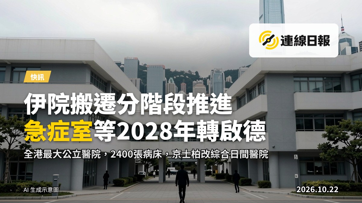 啟德醫院外景，現代化醫療設施，背景為九龍灣城市景觀