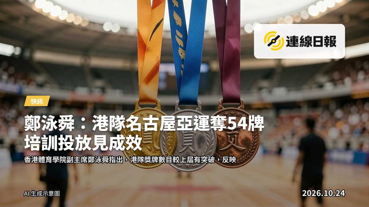 運動場館內懸掛的金、銀、銅獎牌，象徵港隊在亞運的佳績