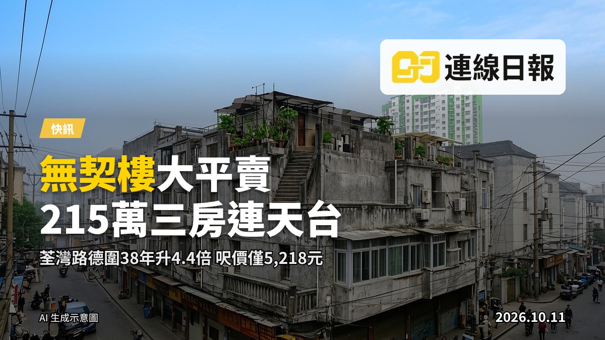 荃灣路德圍舊式唐樓外牆，頂層天台，新聞攝影風格
