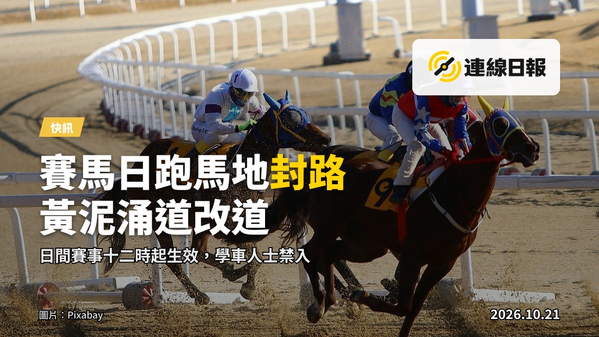 跑馬地賽事期間跑馬場看台背景，天色晴朗
