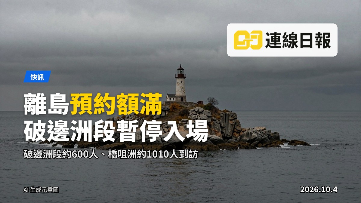 破邊洲段遠景，陰天海霧，無人出鏡。