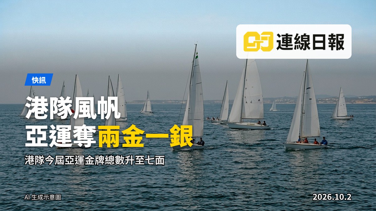 亞運風帆比賽，多艘小艇同雙人小艇於海面競航