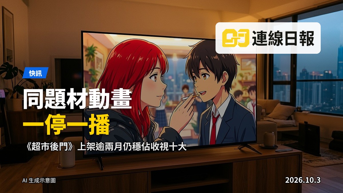 寫實示意圖：客廳電視播放動畫串流平台介面，旁邊擺放香烟，反映《尼古喵喵》事件涉及網上串流播放與吸煙產品展示之爭議。