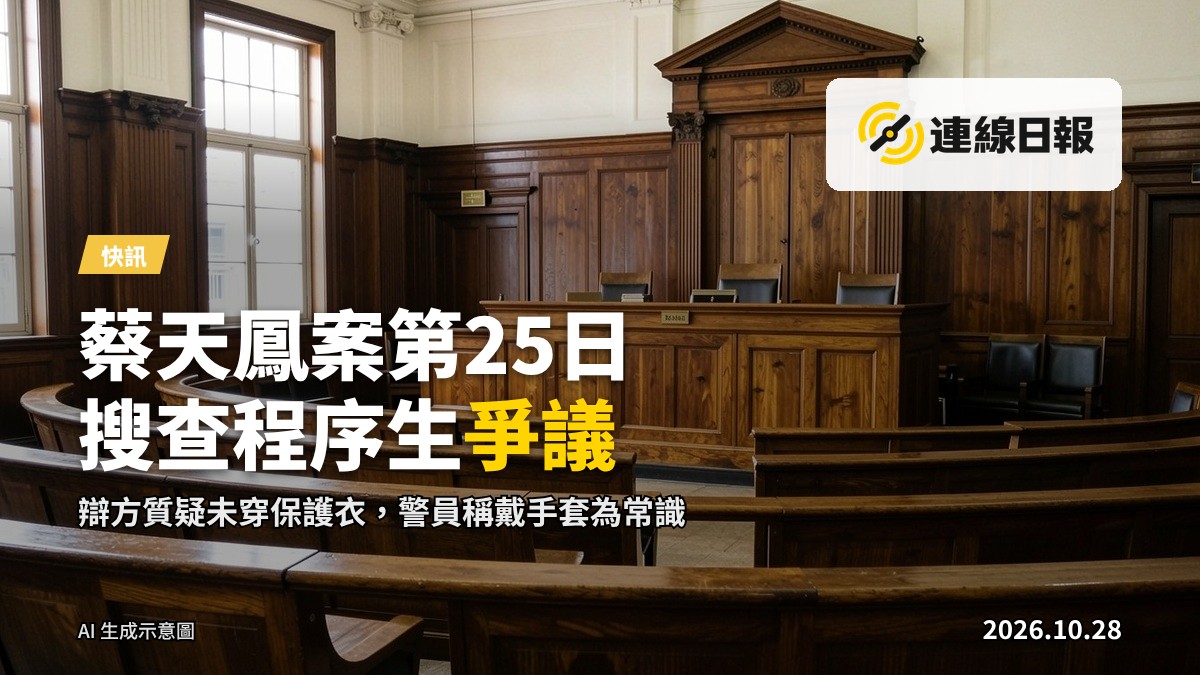 高層法院的審訊庭，法官席與律師席靜置，沒有人物
