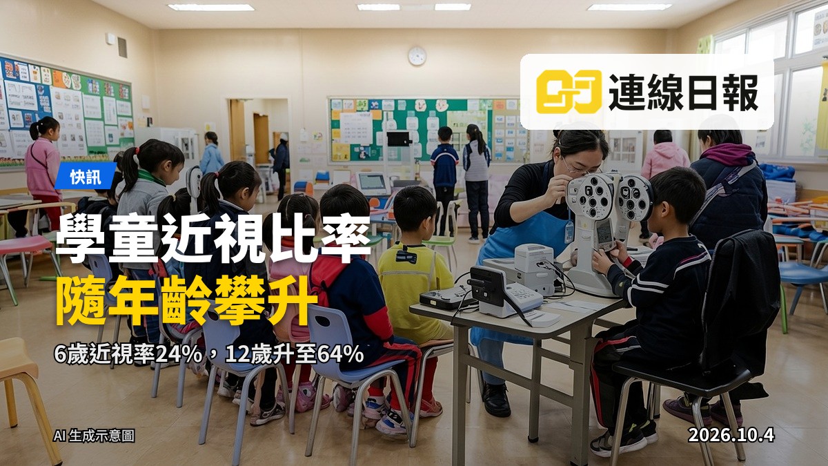 眼科視光師為小學生進行視力篩查（示意圖）